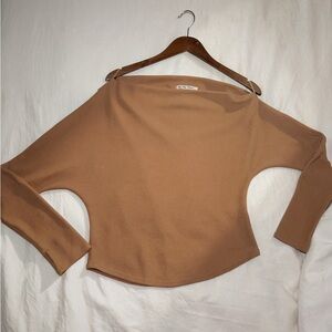 Free People- We The Free Fuji Off-The-Shoulder camel color sweater